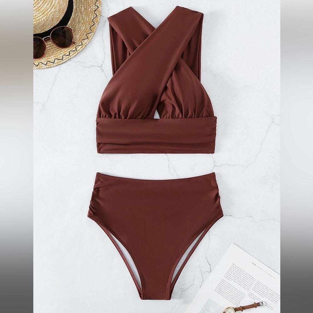 SHEIN Coffee Brown swim suit set size Large